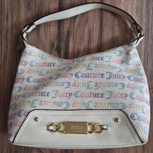 Juicy Couture Women's White Multicolor Logo Shoulder Bag